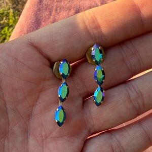 Sorrelli Iridescent Blue-Green Drop Crystal Earrings